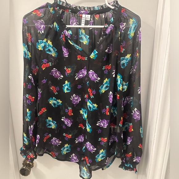 Elle Floral Long Sleeve Blouse Size XS - Picture 3 of 10